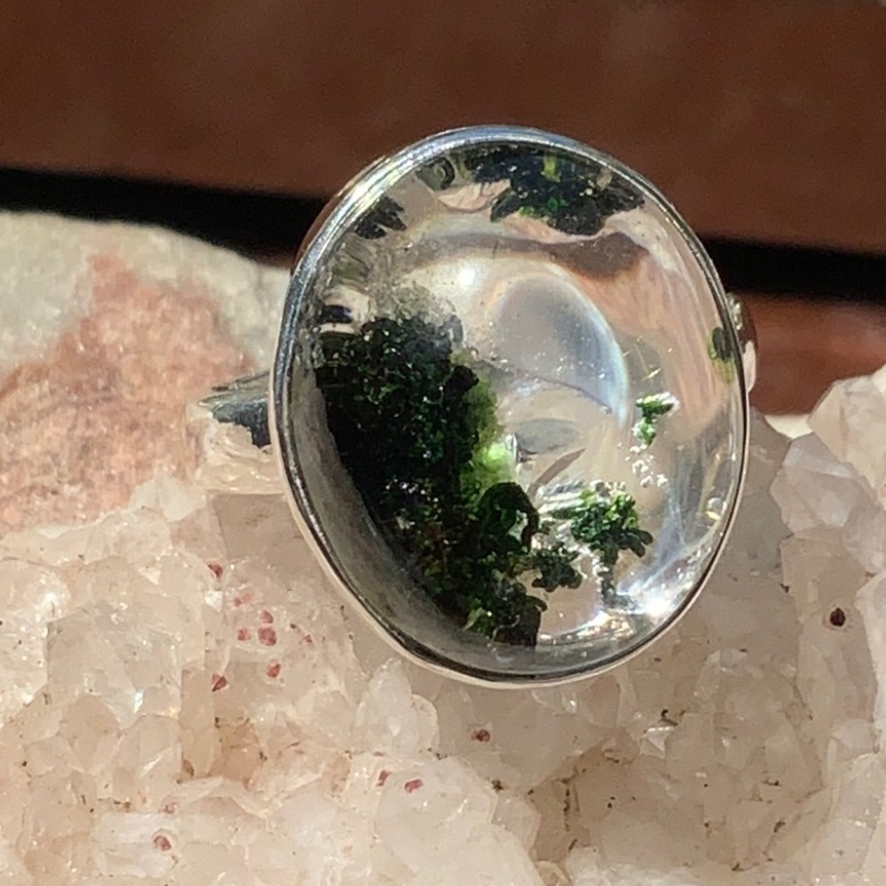 LODOLITE PHANTOM QUARTZ 925 Sterling Silver Ring, Size 8 - Picture 2 of 9